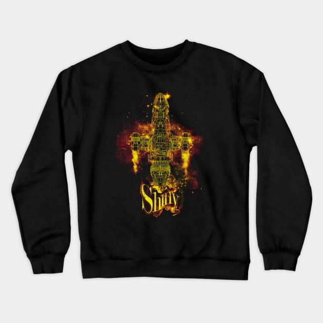 shiny spaceship Crewneck Sweatshirt by kharmazero